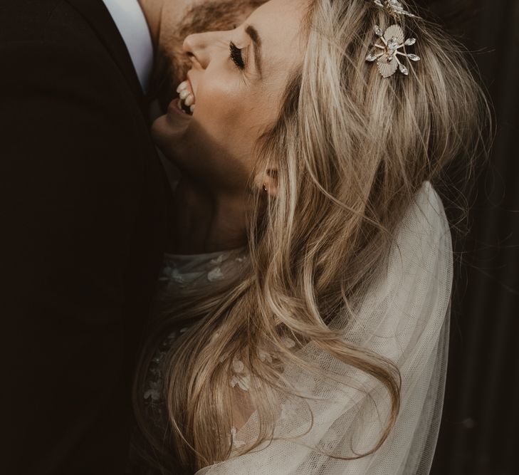 Bride with floral hairpiece