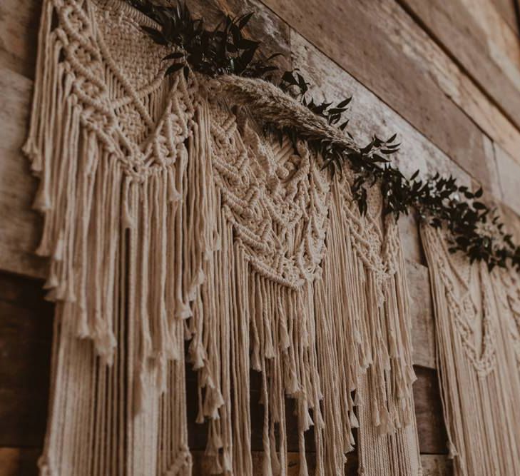 Macrame wedding decor at Hafod Farm