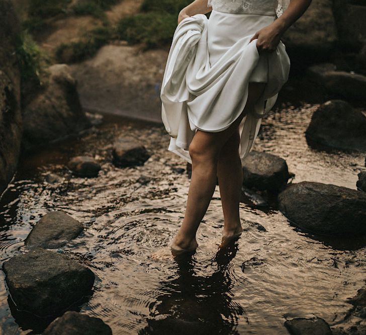 Bride in Gown from Frances Day Bridal | Groom in Moss Bros. | Romantic, Bohemian Elopement in the Peaks by Natalie Hewitt Wedding Planner | Henry Lowther Photography