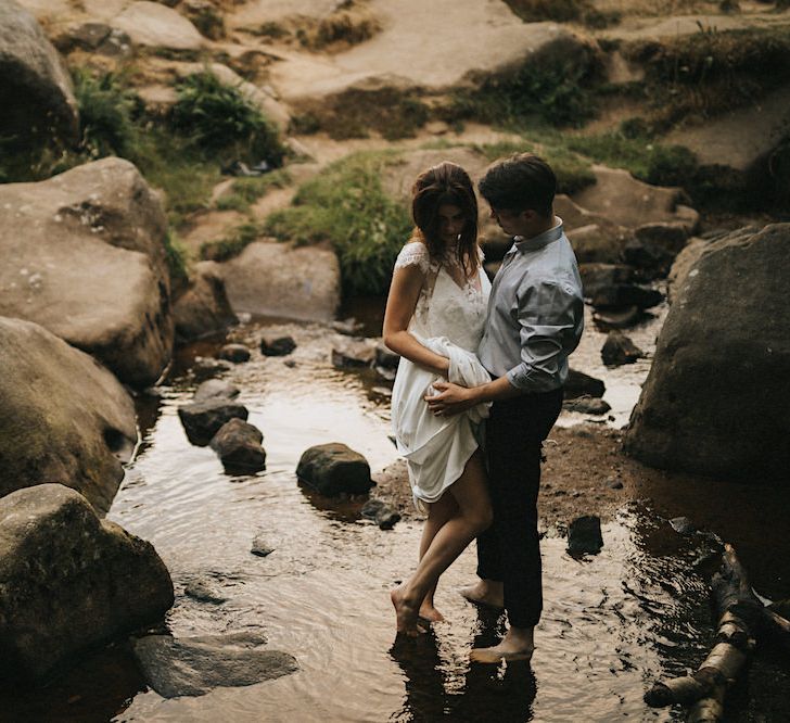 Bride in Gown from Frances Day Bridal | Groom in Moss Bros. | Romantic, Bohemian Elopement in the Peaks by Natalie Hewitt Wedding Planner | Henry Lowther Photography