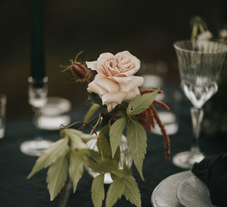 Elegant Tablescape with Fresh Flower Decor  | Romantic, Bohemian Elopement in the Peaks by Natalie Hewitt Wedding Planner | Henry Lowther Photography