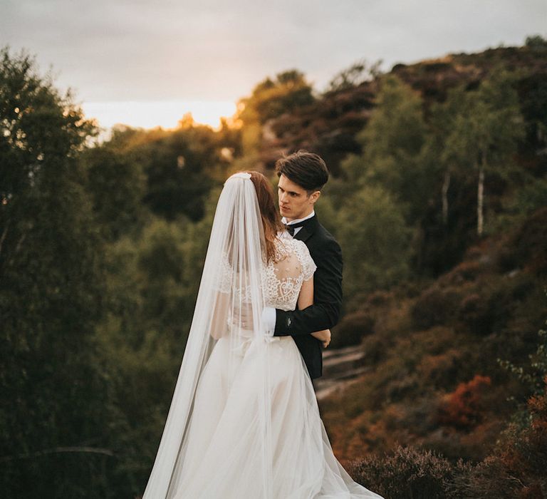 Bride in Gown from Frances Day Bridal | Groom in Moss Bros. | Romantic, Bohemian Elopement in the Peaks by Natalie Hewitt Wedding Planner | Henry Lowther Photography