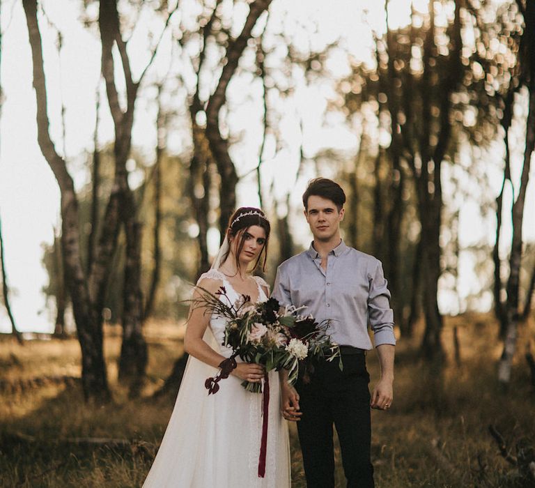 Bride in Gown from Frances Day Bridal | Groom in Moss Bros. | Romantic, Bohemian Elopement in the Peaks by Natalie Hewitt Wedding Planner | Henry Lowther Photography