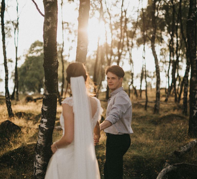 Bride in Gown from Frances Day Bridal | Groom in Moss Bros. | Romantic, Bohemian Elopement in the Peaks by Natalie Hewitt Wedding Planner | Henry Lowther Photography