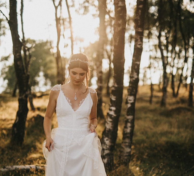 Bride in Gown from Frances Day Bridal | Romantic, Bohemian Elopement in the Peaks by Natalie Hewitt Wedding Planner | Henry Lowther Photography