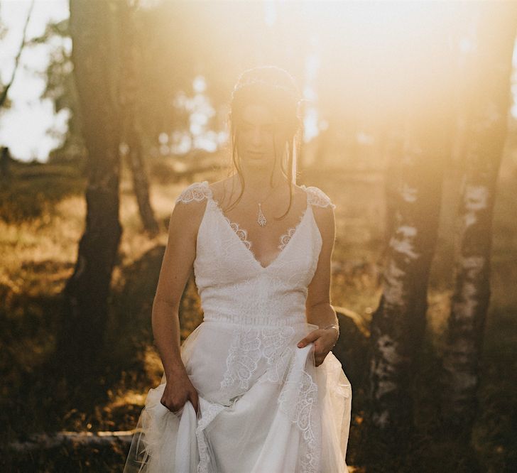 Bride in Gown from Frances Day Bridal | Romantic, Bohemian Elopement in the Peaks by Natalie Hewitt Wedding Planner | Henry Lowther Photography