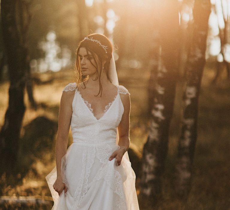 Bride in Gown from Frances Day Bridal | Romantic, Bohemian Elopement in the Peaks by Natalie Hewitt Wedding Planner | Henry Lowther Photography