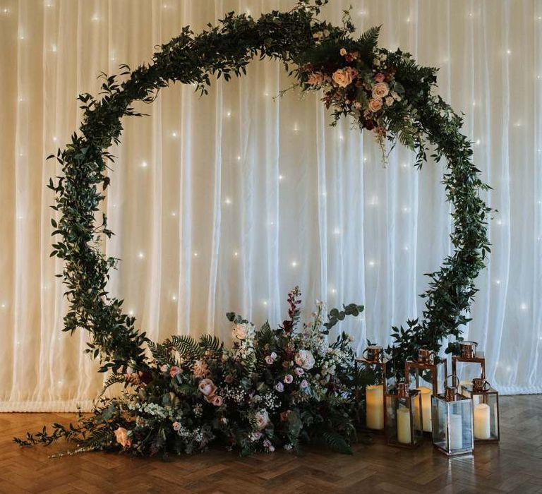 Fairy curtain back drop and floral moon gate