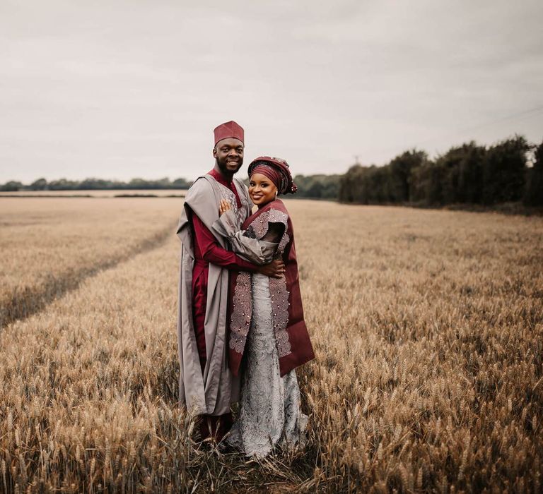 Bride and groom in traditional African wedding attire