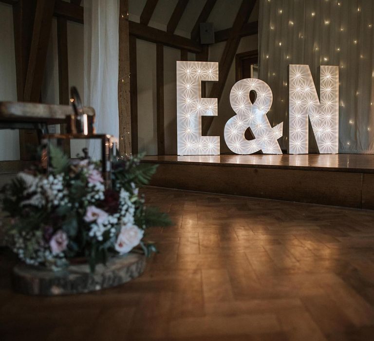 Giant E&amp;N light up letters at The Old Kent Barn