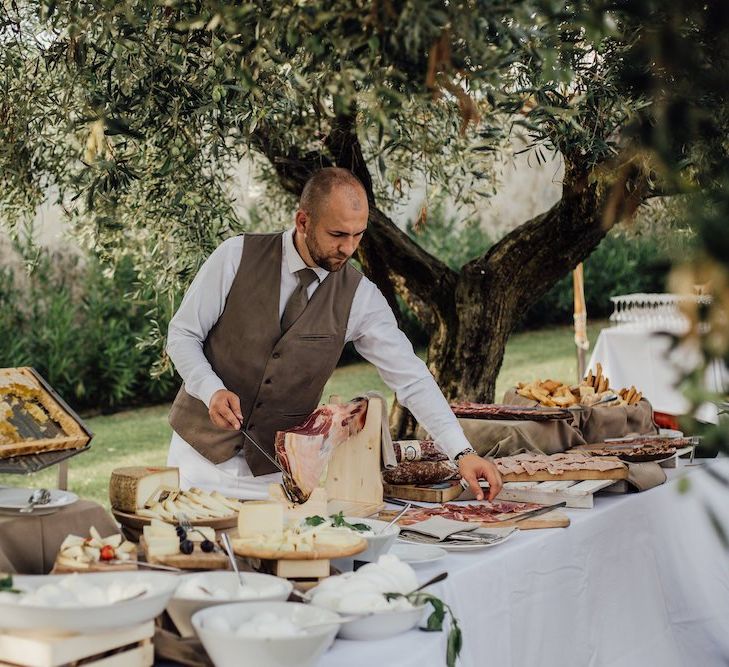 Food Set Out for Outdoor Ceremony