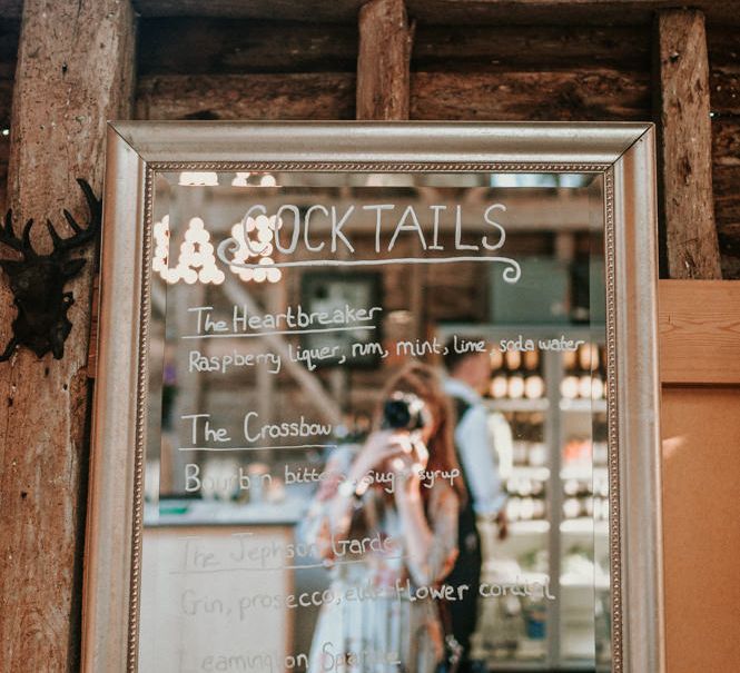 Gold Frame Mirror Cocktail Wedding Sign