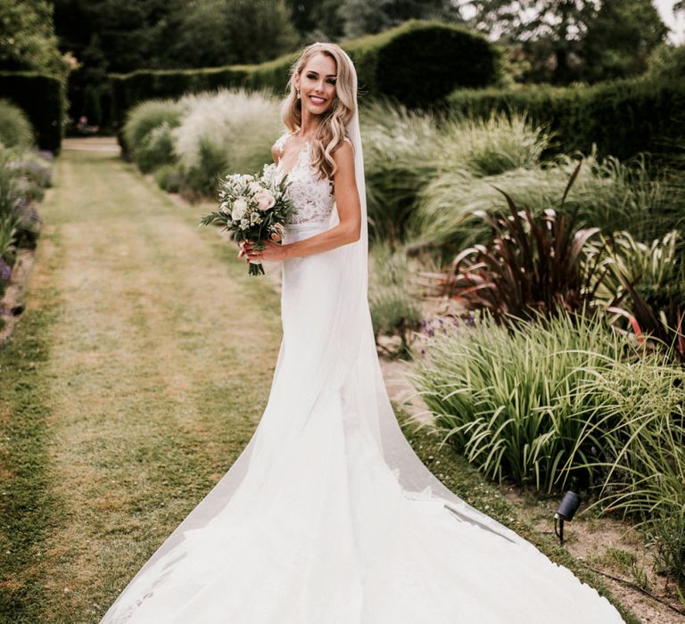 Bride in Vicenta Pronovias Wedding Dress