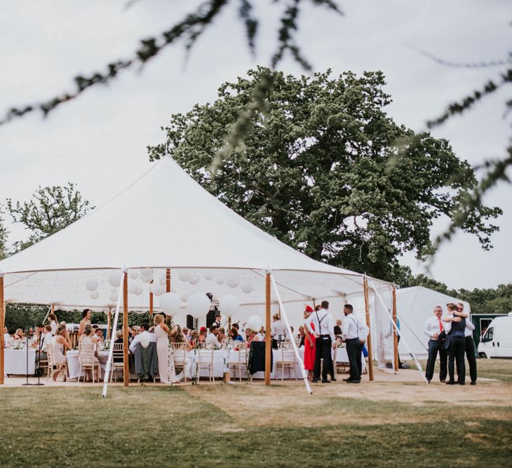 Tent Wedding Reception with Hanging Paper Lanterns Decor