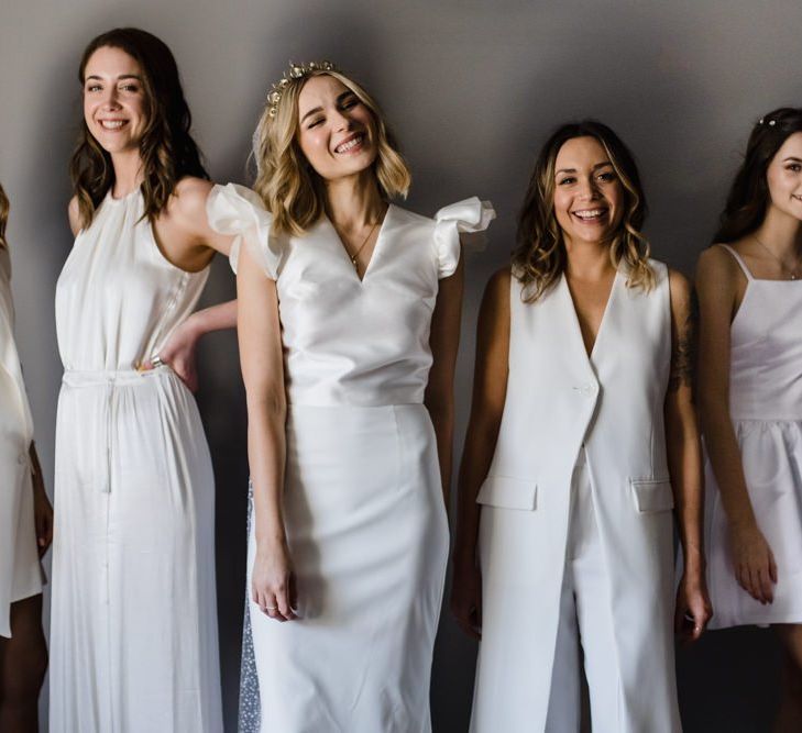 White bridesmaid dresses for stylish wedding day