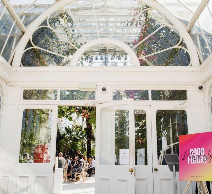 Ridiculously good Friday wedding welcome sign