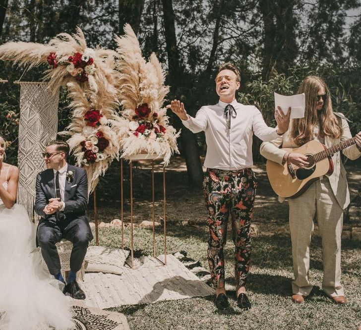 Pampas Grass &amp; Macrame Wedding Decor // Wes Anderson Inspired Destination Wedding Planned &amp; Styled By Paloma Cruz Events With Images From Pablo Laguia &amp; Film By David Rodriquez