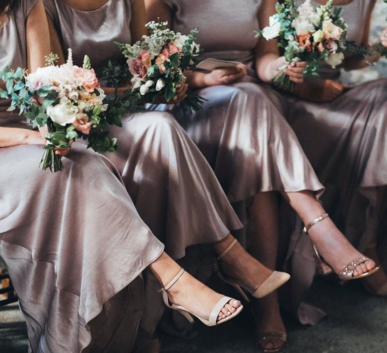 Dusky Pink Bridesmaid Dresses and Strappy Shoes