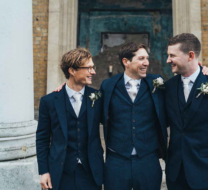 Navy Three-piece Grooms Suit