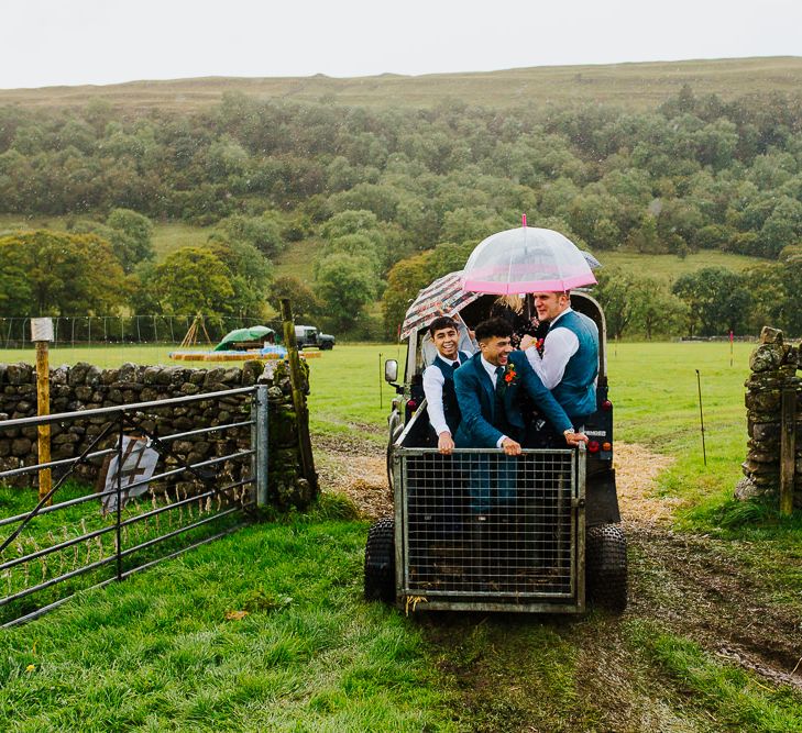 Groomsmen in Tweed Suit | Brightly Coloured Festival Wedding with Outdoor Humanist Ceremony &amp; Tipi Reception on the Yorkshire Dales | Tim Dunk Photography