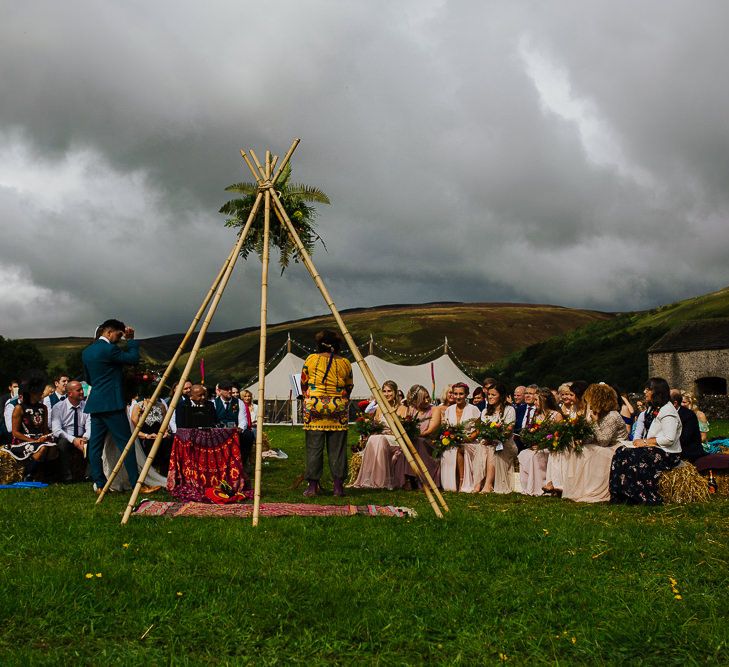 Naked Tipi | Brightly Coloured Festival Wedding with Outdoor Humanist Ceremony &amp; Tipi Reception on the Yorkshire Dales | Tim Dunk Photography