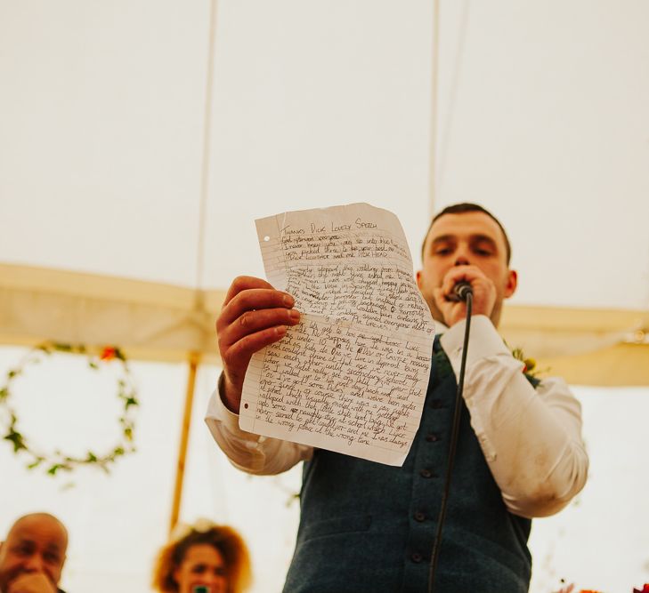 Wedding Speeches | Brightly Coloured Festival Wedding with Outdoor Humanist Ceremony &amp; Tipi Reception on the Yorkshire Dales | Tim Dunk Photography