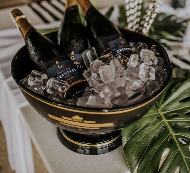 Champagne on ice for guests arrival at Thailand wedding