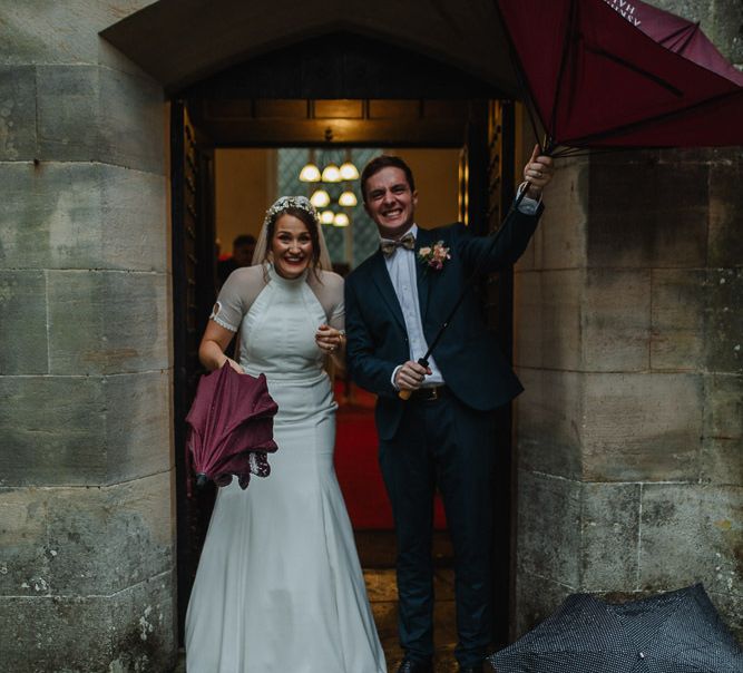 Bride and Groom Exiting the Church as Husband and Wife