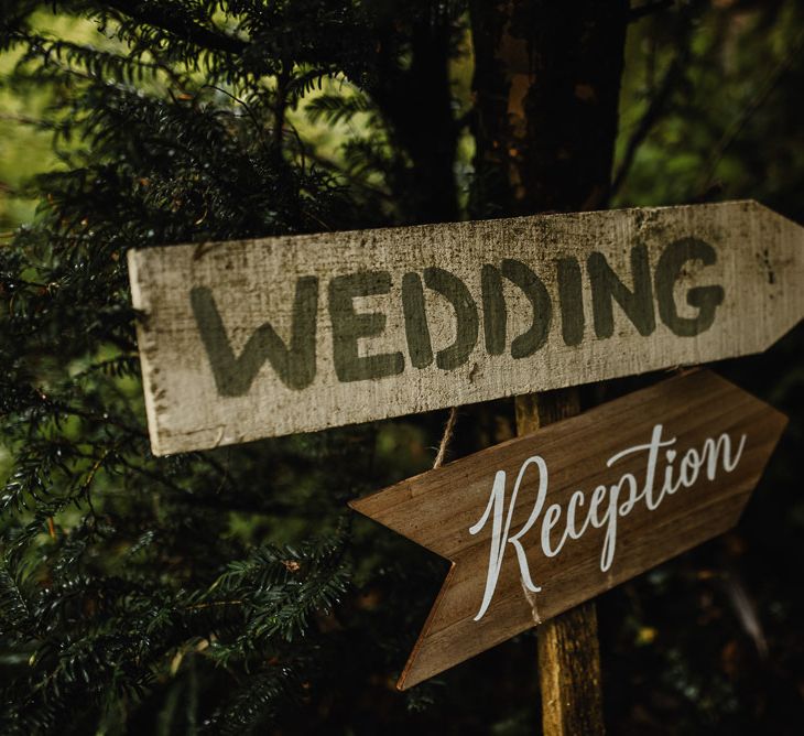 Wooden Wedding Direction Signs