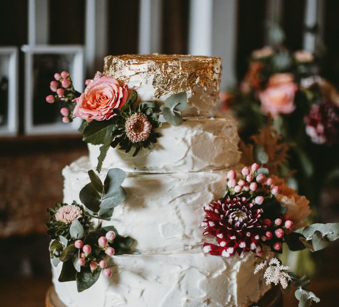 Homemade Wedding Cake on Tree Stump Cake Stand