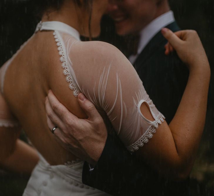 Lace Edge Detail on Keyhole Back Wedding Dress