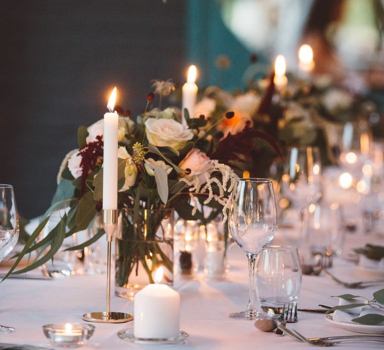 Beautiful hanging foliage styled with eucalyptus for a romantic and intimate dinner at Crouchers Orchards