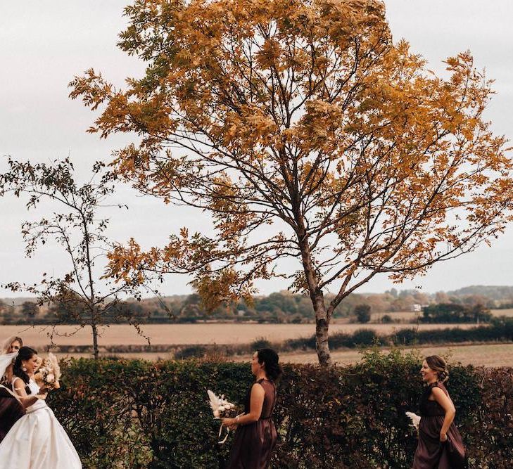 Bridal party at October wedding