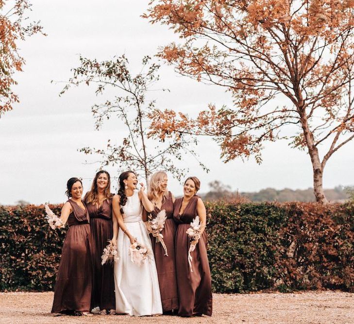 Brown bridesmaid dresses for October wedding