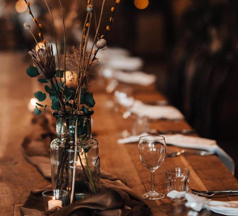 Dried flowers wedding table decor