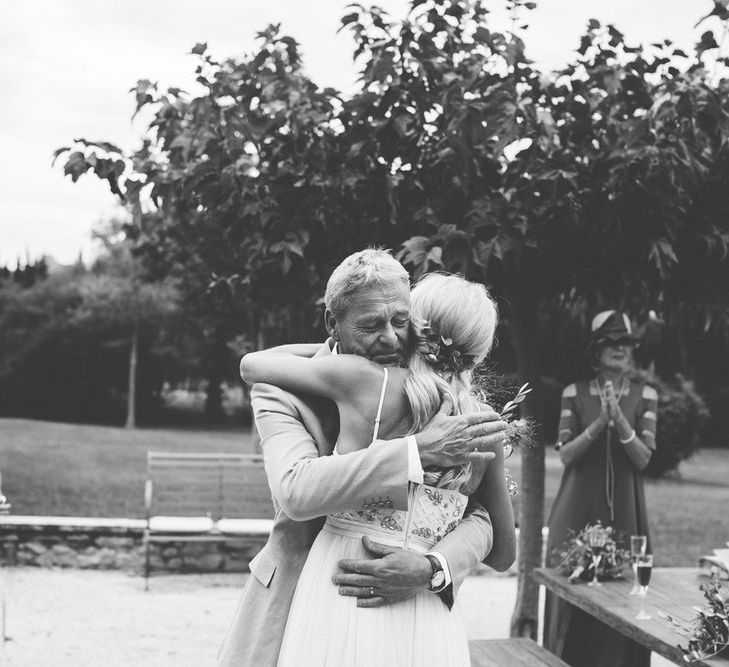 Father of The Bride First Look | Bride in Needle &amp; Thread Bridal Gown | Outdoor Destination Wedding at Le Peit Hameau Wedding Venue Provence, South of France Planned by By Mademoiselle | Lovestruck Photography