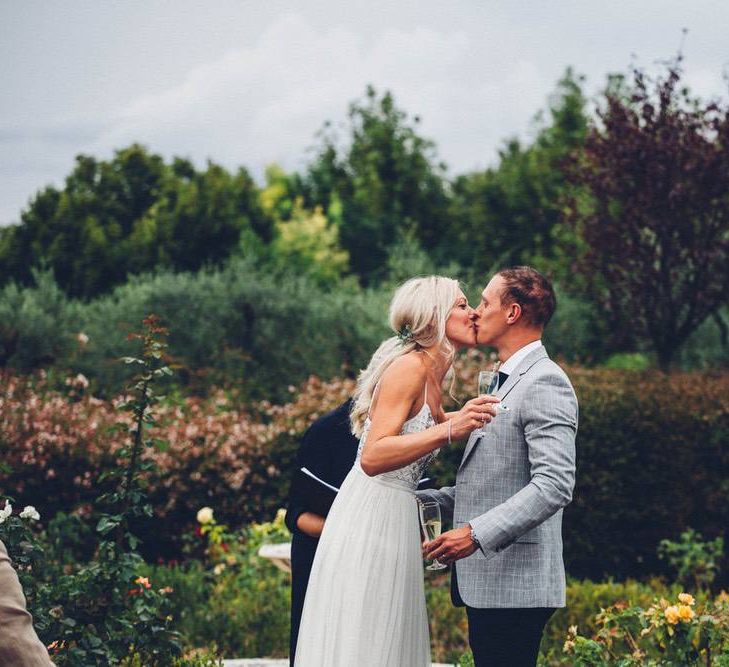 Bride in Needle &amp; Thread Gown | Groom in Reiss Chinos &amp; Blazer | Outdoor Destination Wedding at Le Peit Hameau Wedding Venue Provence, South of France Planned by By Mademoiselle | Lovestruck Photography