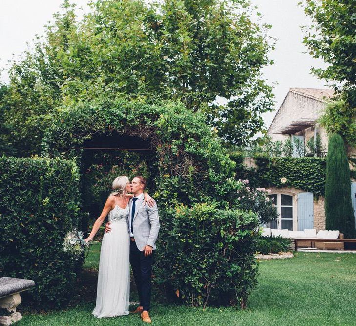 Bride in Needle &amp; Thread Gown | Groom in Reiss Chinos &amp; Blazer | Outdoor Destination Wedding at Le Peit Hameau Wedding Venue Provence, South of France Planned by By Mademoiselle | Lovestruck Photography