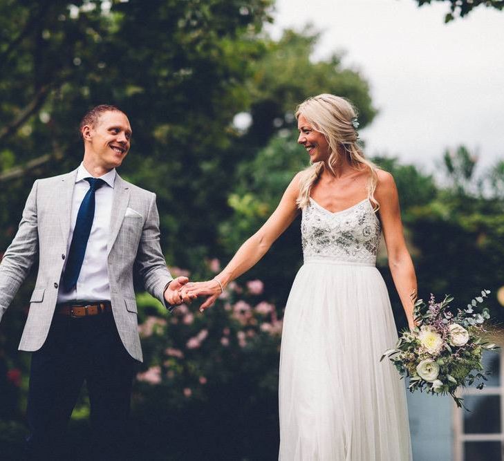 Bride in Needle &amp; Thread Gown | Groom in Reiss Chinos &amp; Blazer | Outdoor Destination Wedding at Le Peit Hameau Wedding Venue Provence, South of France Planned by By Mademoiselle | Lovestruck Photography