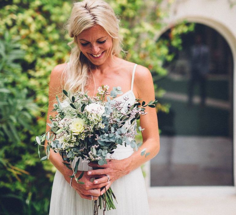 Bride in Needle &amp; Thread Gown | Organic Wedding Bouquet |  Outdoor Destination Wedding at Le Peit Hameau Wedding Venue Provence, South of France Planned by By Mademoiselle | Lovestruck Photography