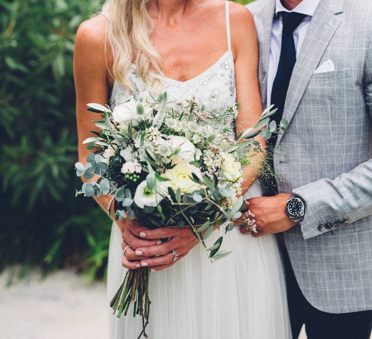 Bride in Needle &amp; Thread Gown | Groom in Reiss Chinos &amp; Blazer | Outdoor Destination Wedding at Le Peit Hameau Wedding Venue Provence, South of France Planned by By Mademoiselle | Lovestruck Photography