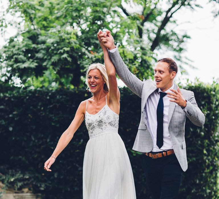 Bride in Needle &amp; Thread Gown | Groom in Reiss Chinos &amp; Blazer | Outdoor Destination Wedding at Le Peit Hameau Wedding Venue Provence, South of France Planned by By Mademoiselle | Lovestruck Photography