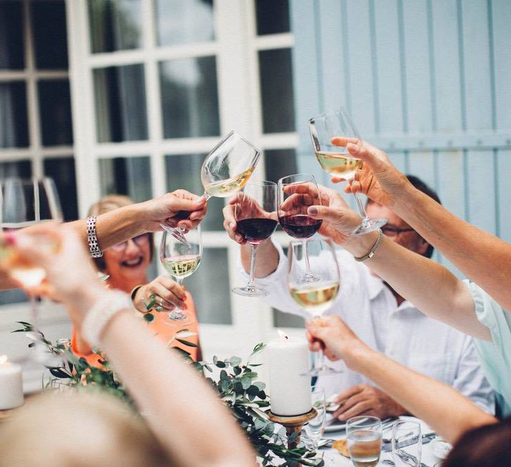 Cheers | Outdoor Destination Wedding at Le Peit Hameau Wedding Venue Provence, South of France Planned by By Mademoiselle | Lovestruck Photography