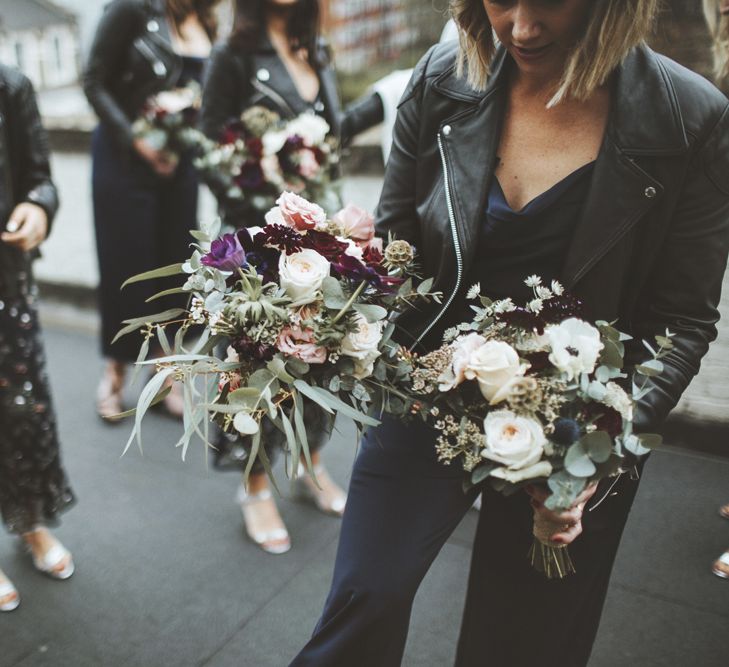 Bridesmaids in Jumpsuits and Leather Jackets