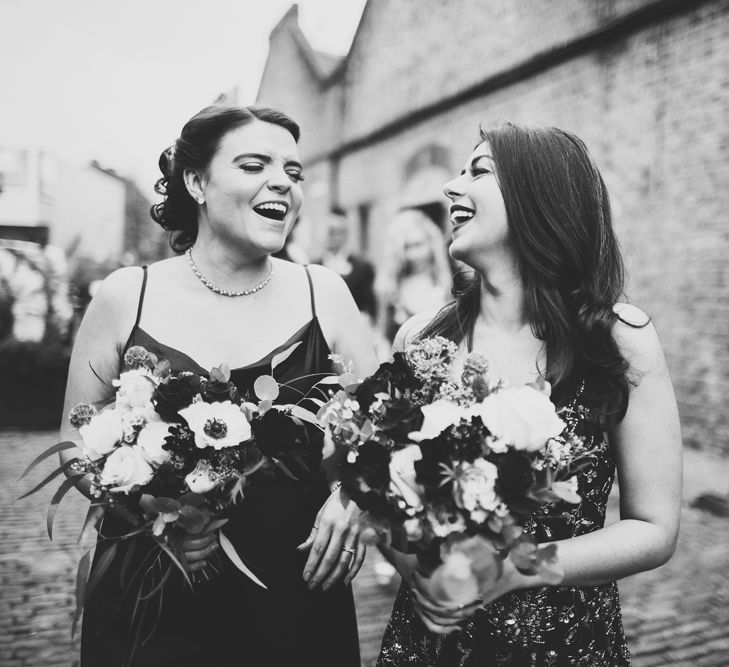 Bridesmaids Walking to Wedding Ceremony