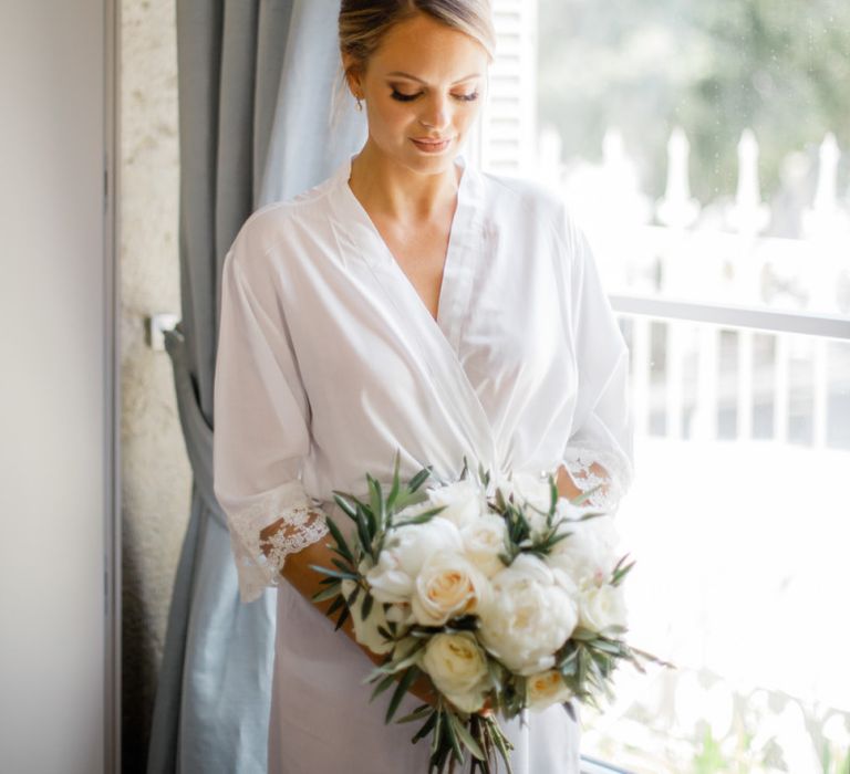 Bride with Chic Chignon Updo and Natural Makeup