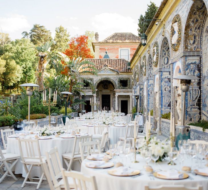 Elegant Wedding Reception Decor at Palácio Fronteira Lisbon Wedding Venue