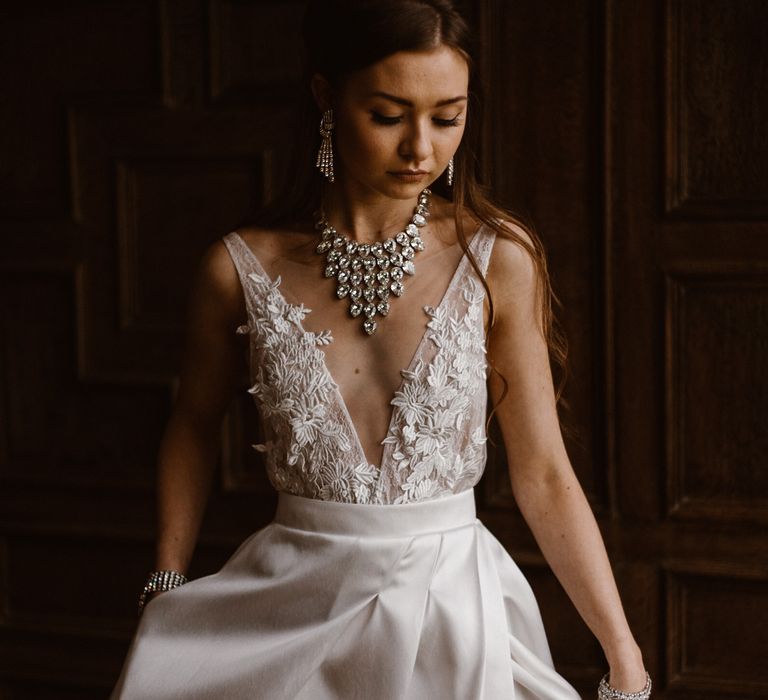 Lace Illusion V Front Wedding Dress | Emma Beaumont Wedding Dress Collection | Bridal Gowns | Stylish Wedding Dresses | Agnes Black Photography