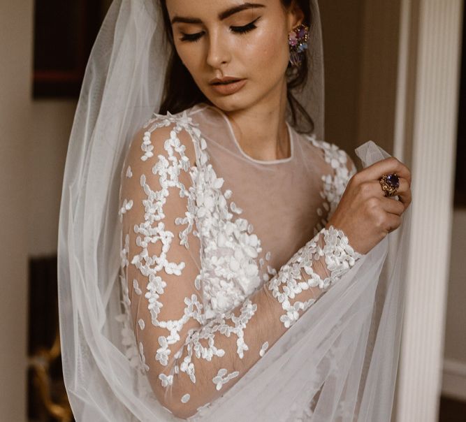 Applique Long Sleeves | Emma Beaumont Wedding Dress Collection | Bridal Gowns | Stylish Wedding Dresses | Agnes Black Photography