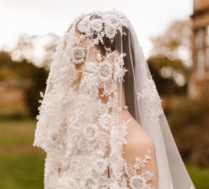 Intricate Lace Wedding Veil | Emma Beaumont Wedding Dress Collection | Bridal Gowns | Stylish Wedding Dresses | Agnes Black Photography